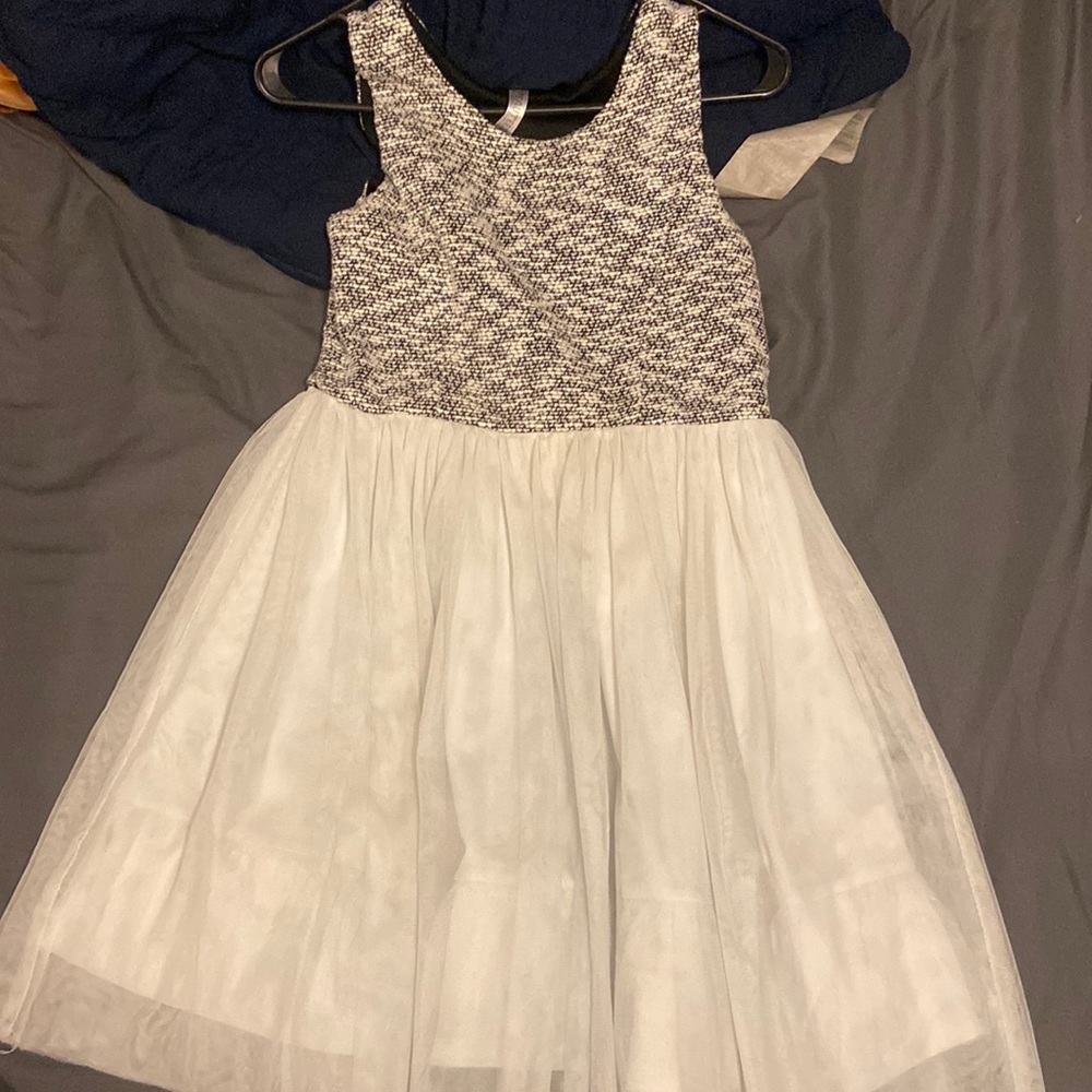 Black and white shirt fluffy dress.